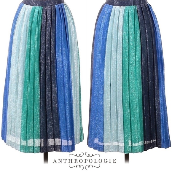 Anthropologie Maeve shimmer color-block ombré pleated skirt *shop@iamwarrior - Picture 3 of 10